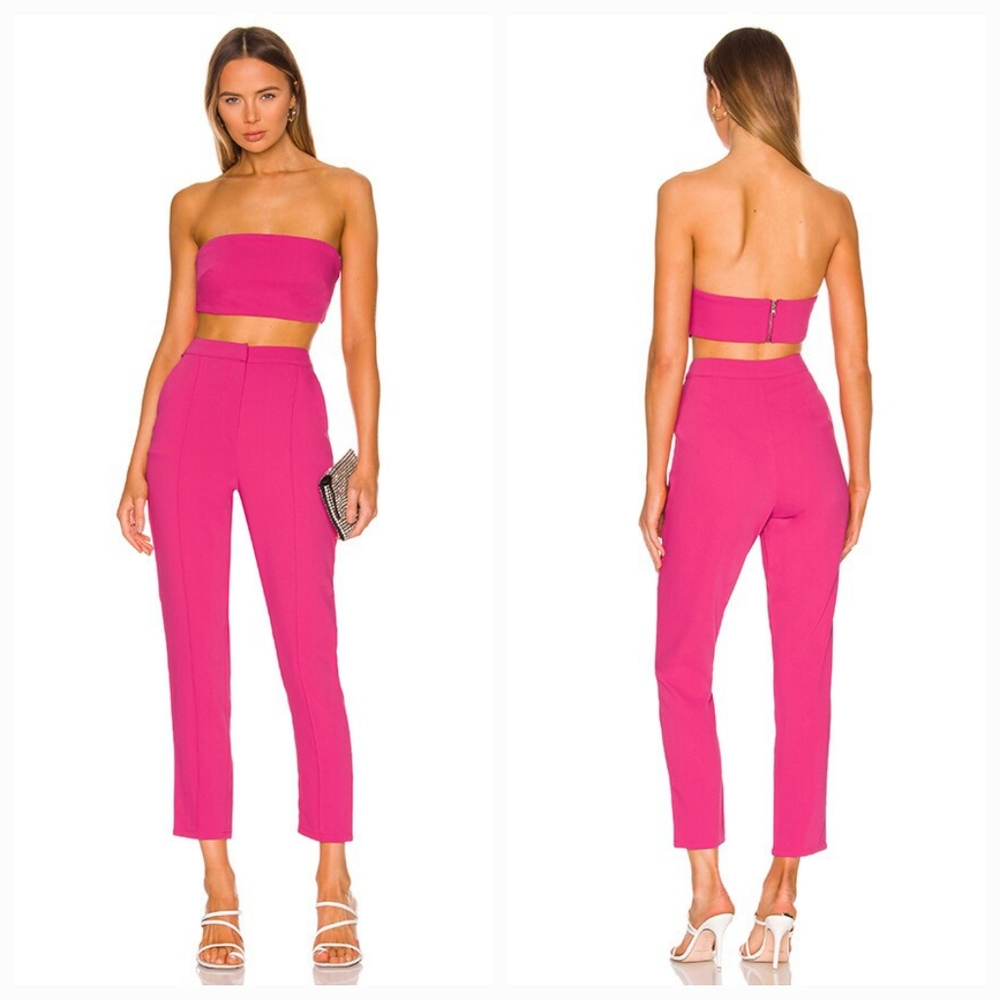 Superdown Pink Strapless Jumpsuit
